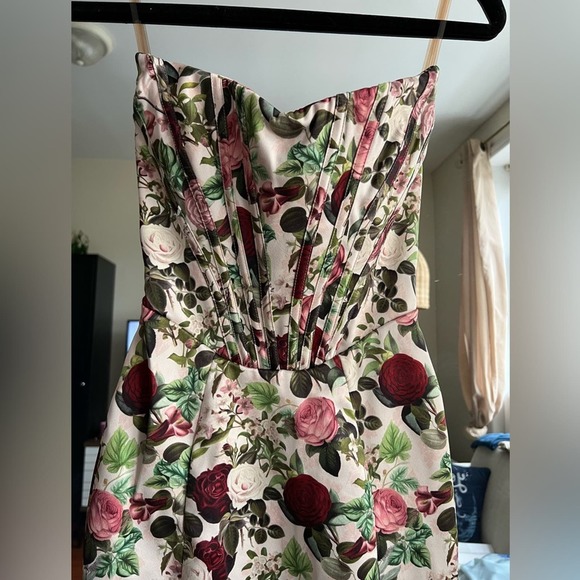 HOUSE OF CB Malika Corset Floral Limited Edition Mermaid Strapless Gown Dress - Picture 9 of 14
